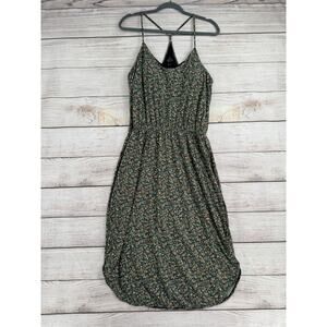 prAna Ayala Tencel Blend Floral Dress Womens Large Green Black Beige Racerback